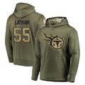 Kieara T.Titans #55 JC Latham Player Olive Salute to Service Pullover Hoodies Home Game Stitched Jerseys