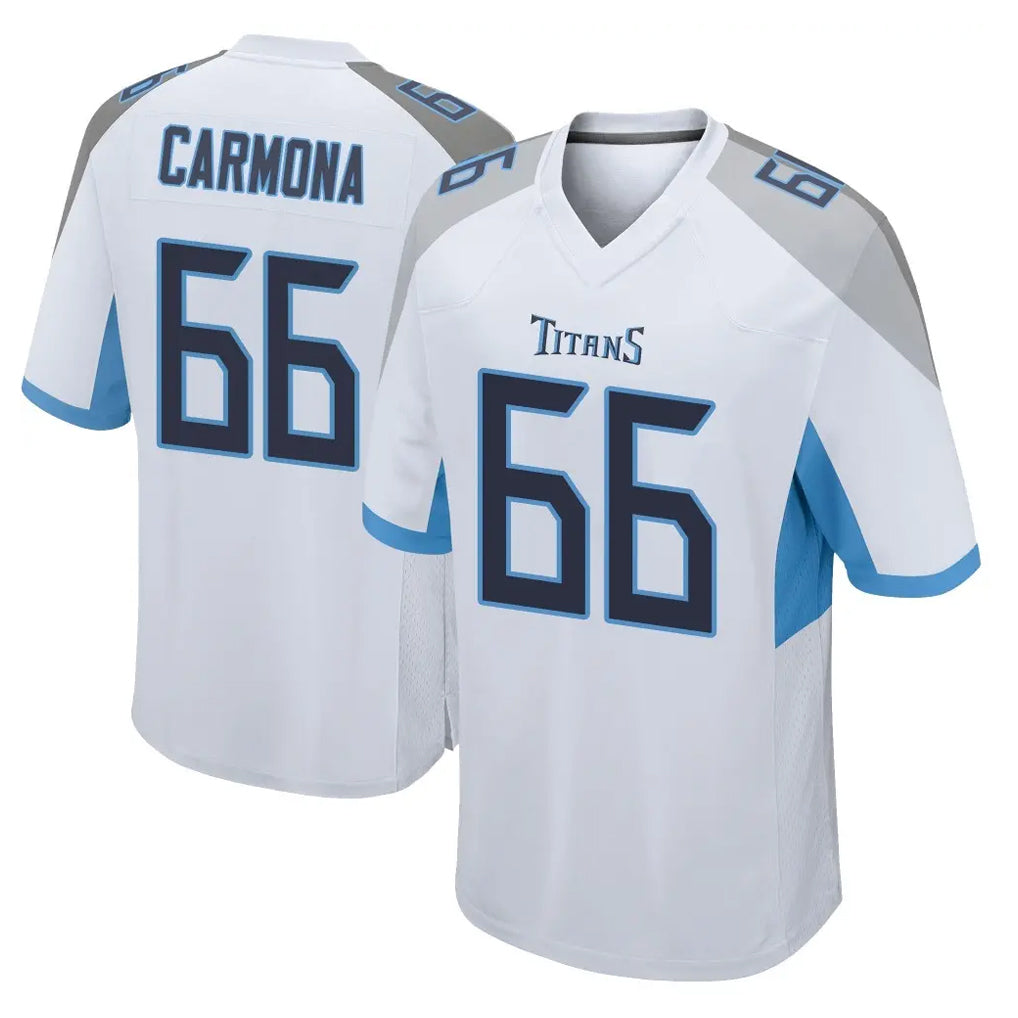 Kieara T.Titans #66 Fernando Carmona Jr. Player White Home Game Stitched Jerseys