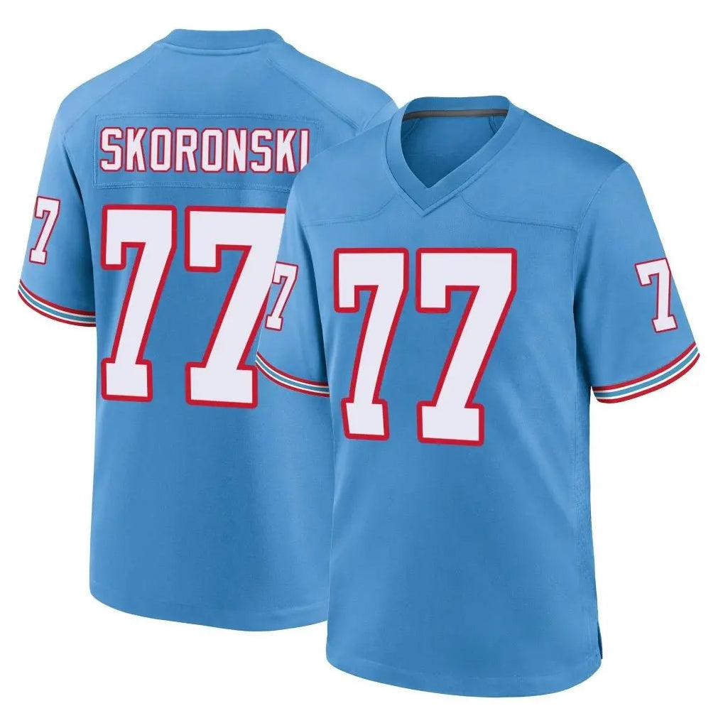 Kieara T.Titans #77 Peter Skoronski Player Light Blue Oilers Throwback Home Game Stitched Jerseys
