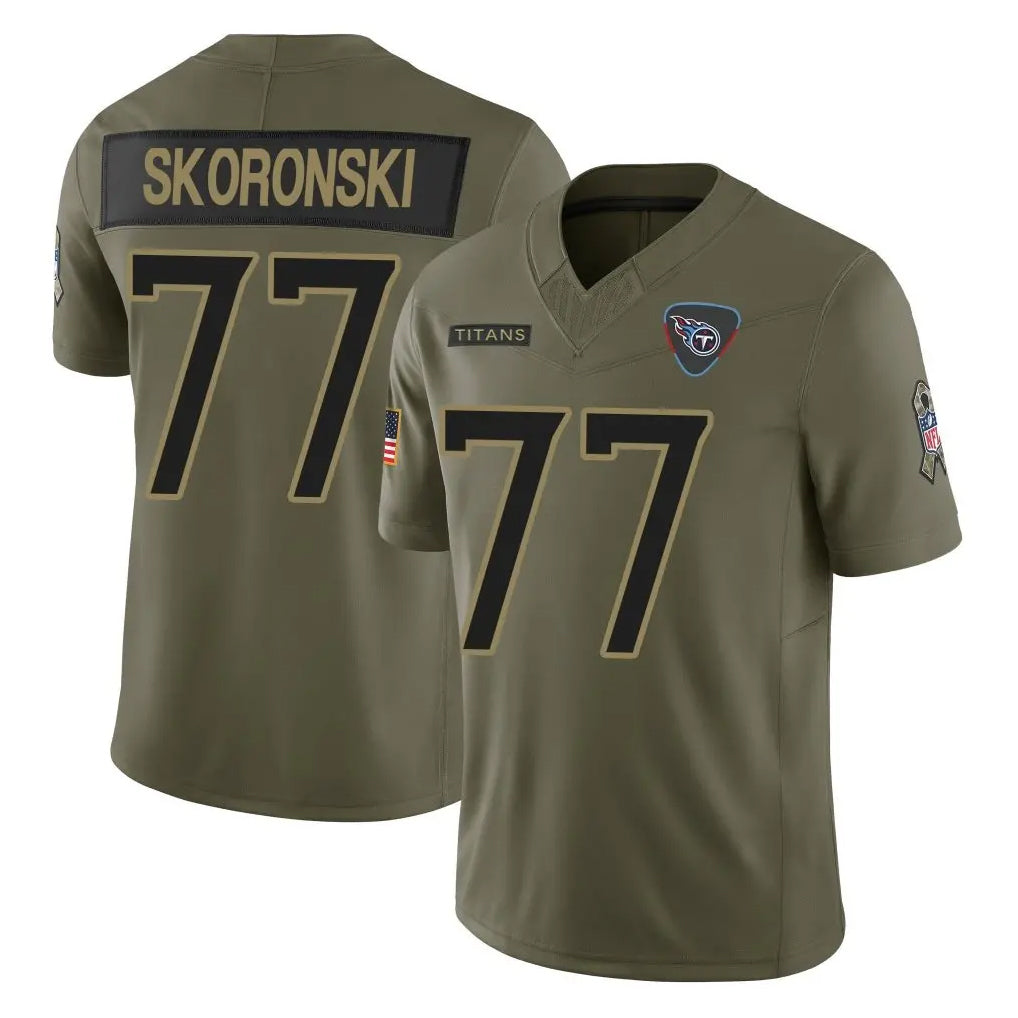 Kieara T.Titans #77 Peter Skoronski Player Olive Limited 2025 Salute to Service Home Game Stitched Jerseys
