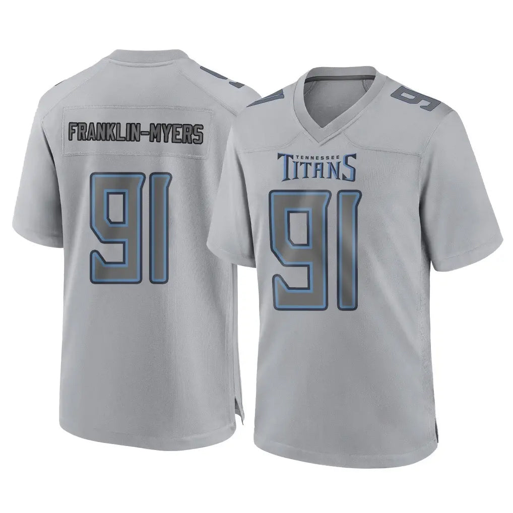 Kieara T.Titans #91 John Franklin-Myers Player Gray Atmosphere Fashion Home Game Stitched Jerseys