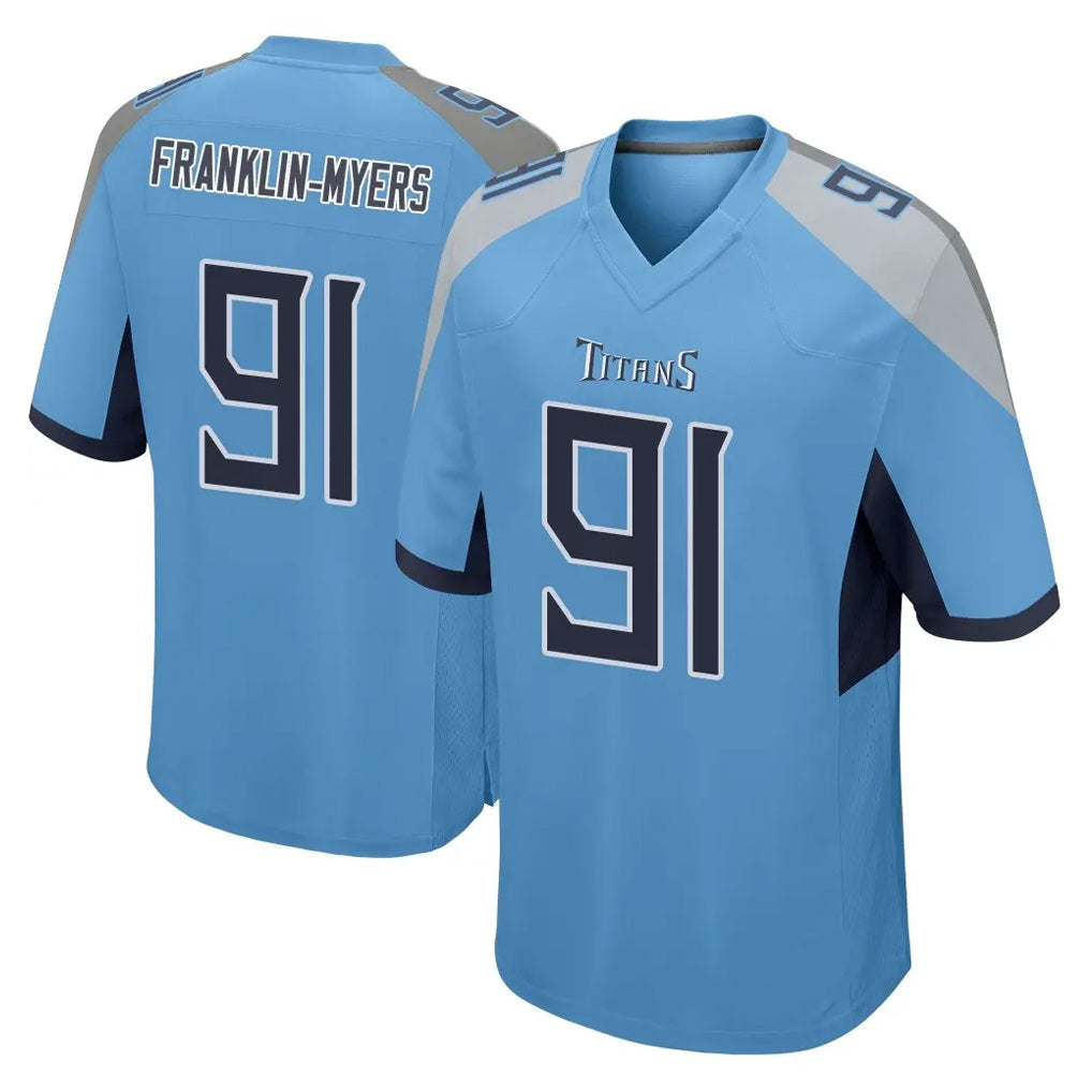 Kieara T.Titans #91 John Franklin-Myers Player Light Blue Home Game Stitched Jerseys