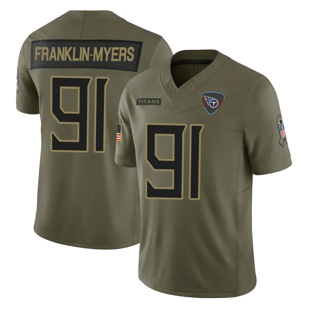 Kieara T.Titans #91 John Franklin-Myers Player Olive Limited 2025 Salute to Service Home Game Stitched Jerseys