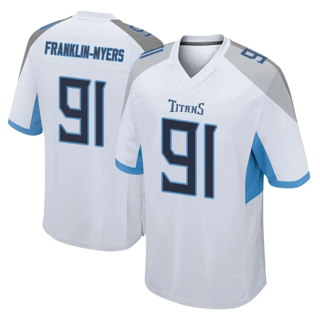 Kieara T.Titans #91 John Franklin-Myers Player White Home Game Stitched Jerseys