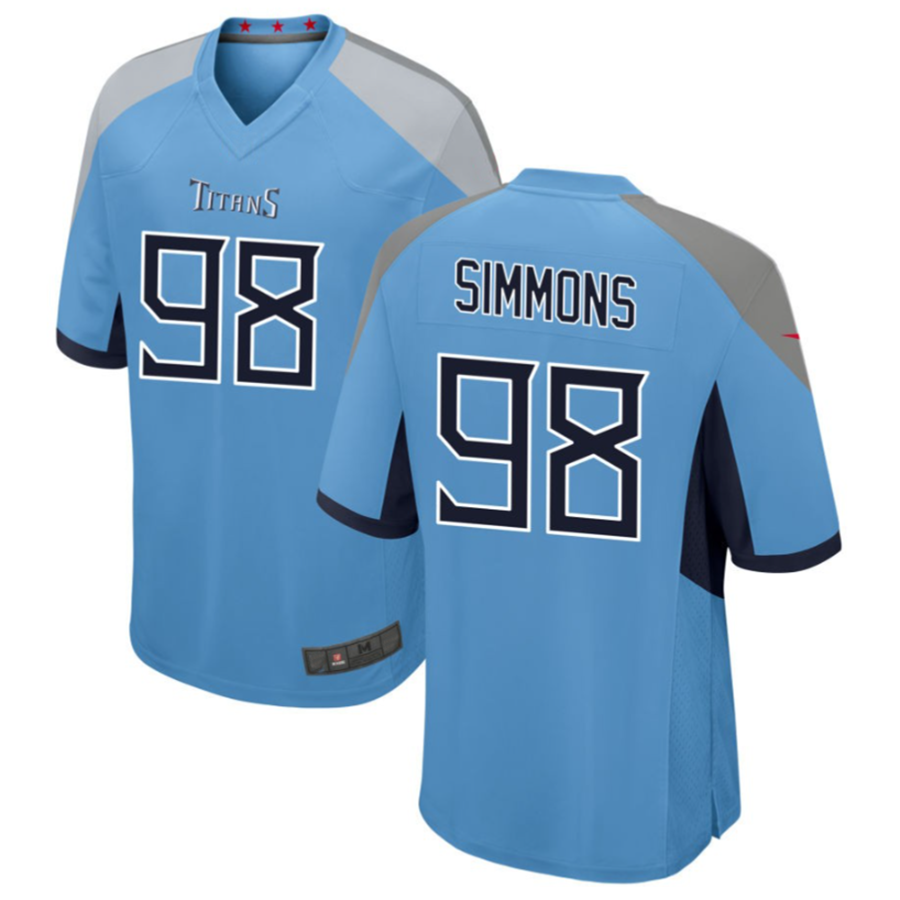 Kieara T.Titans #98 Jeffery Simmons Light Blue Player Game American Stitched Jerseys