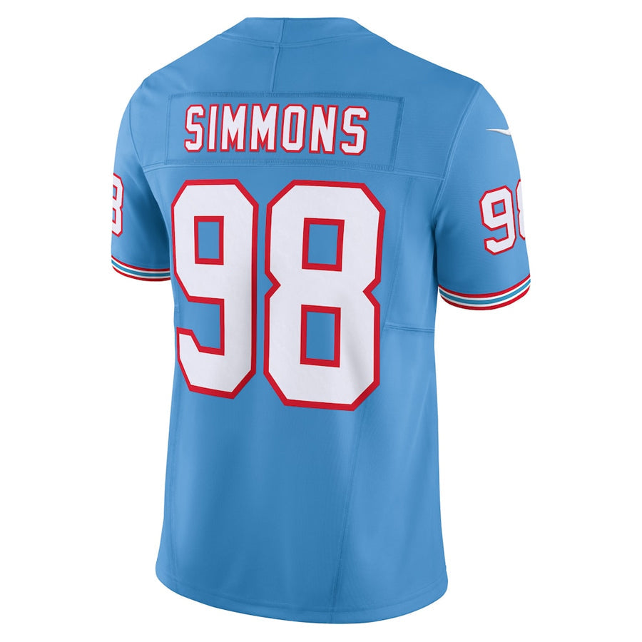 Kieara T.Titans #98 Jeffery Simmons Player Light Blue Vapor F.U.S.E. Limited Stitched Jerseys