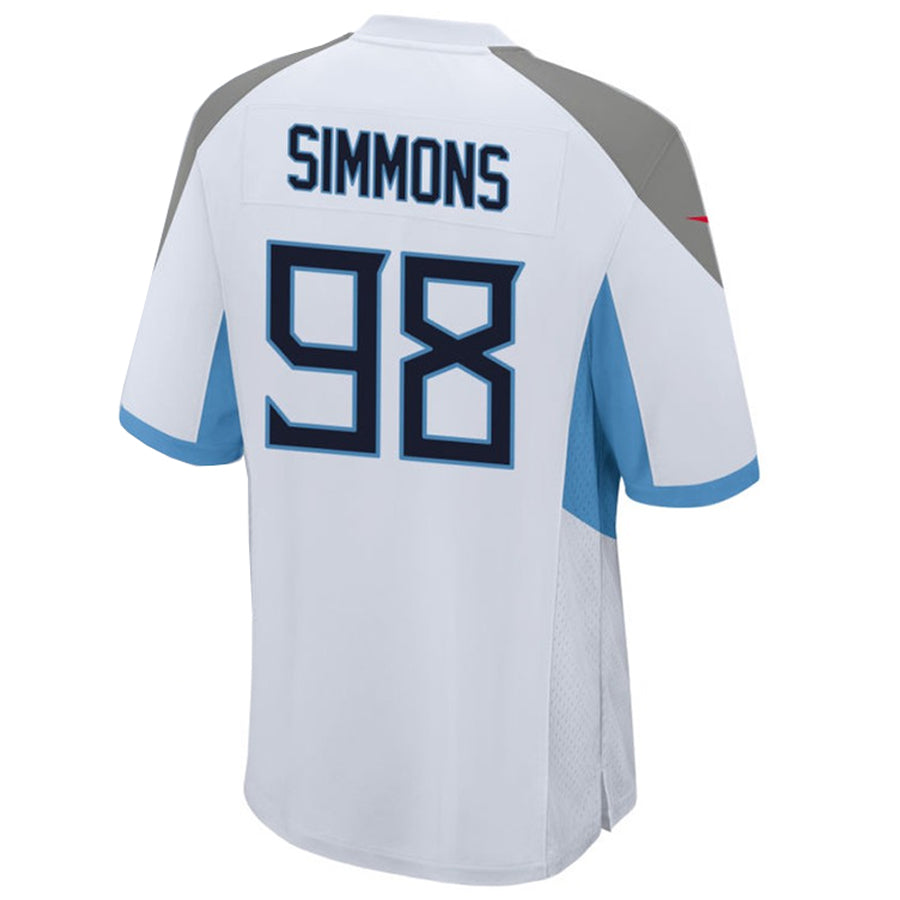 Kieara T.Titans #98 Jeffery Simmons Player White Home Game Stitched Jerseys