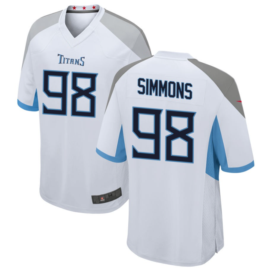 Kieara T.Titans #98 Jeffery Simmons White Player Game American Stitched Stitched Jerseys