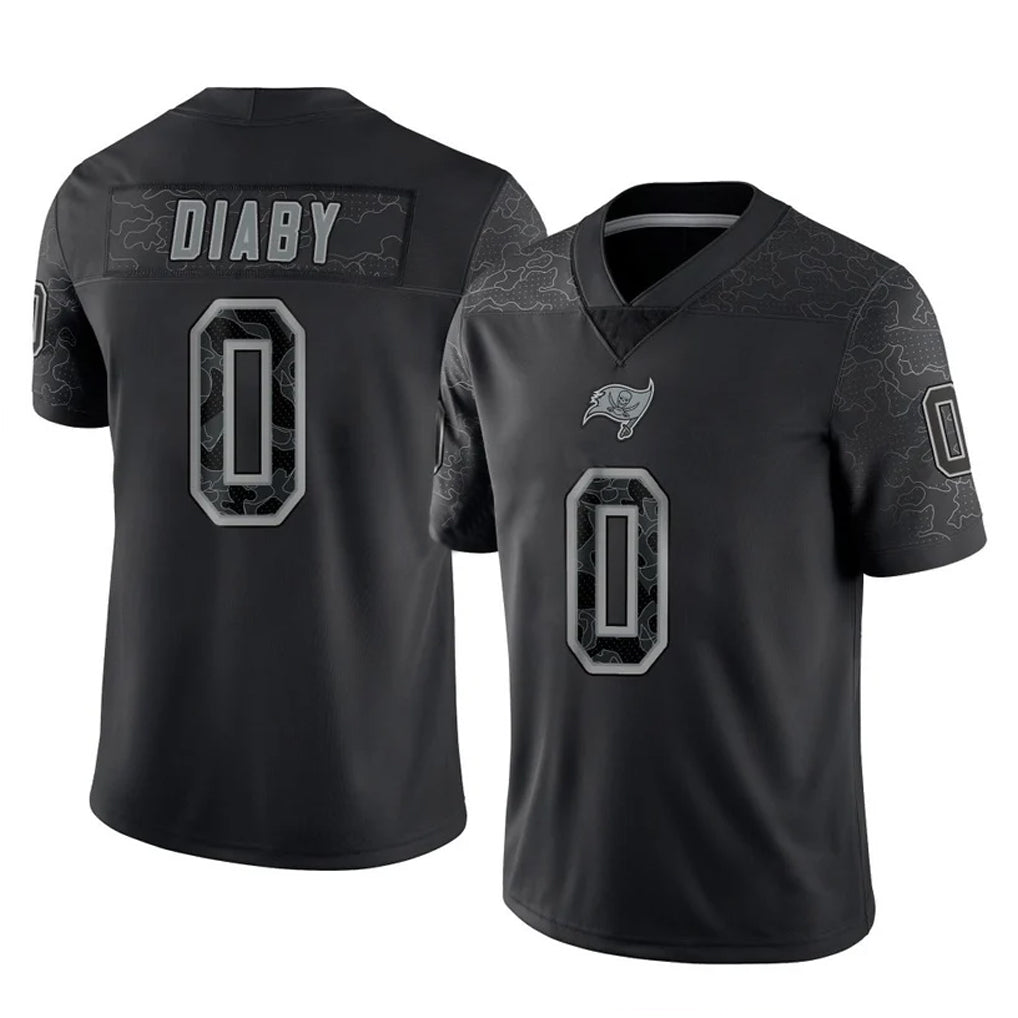Kieara TB.Buccaneers #0 Yaya Diaby Player Black Reflective Limited Home Game Stitched Jerseys