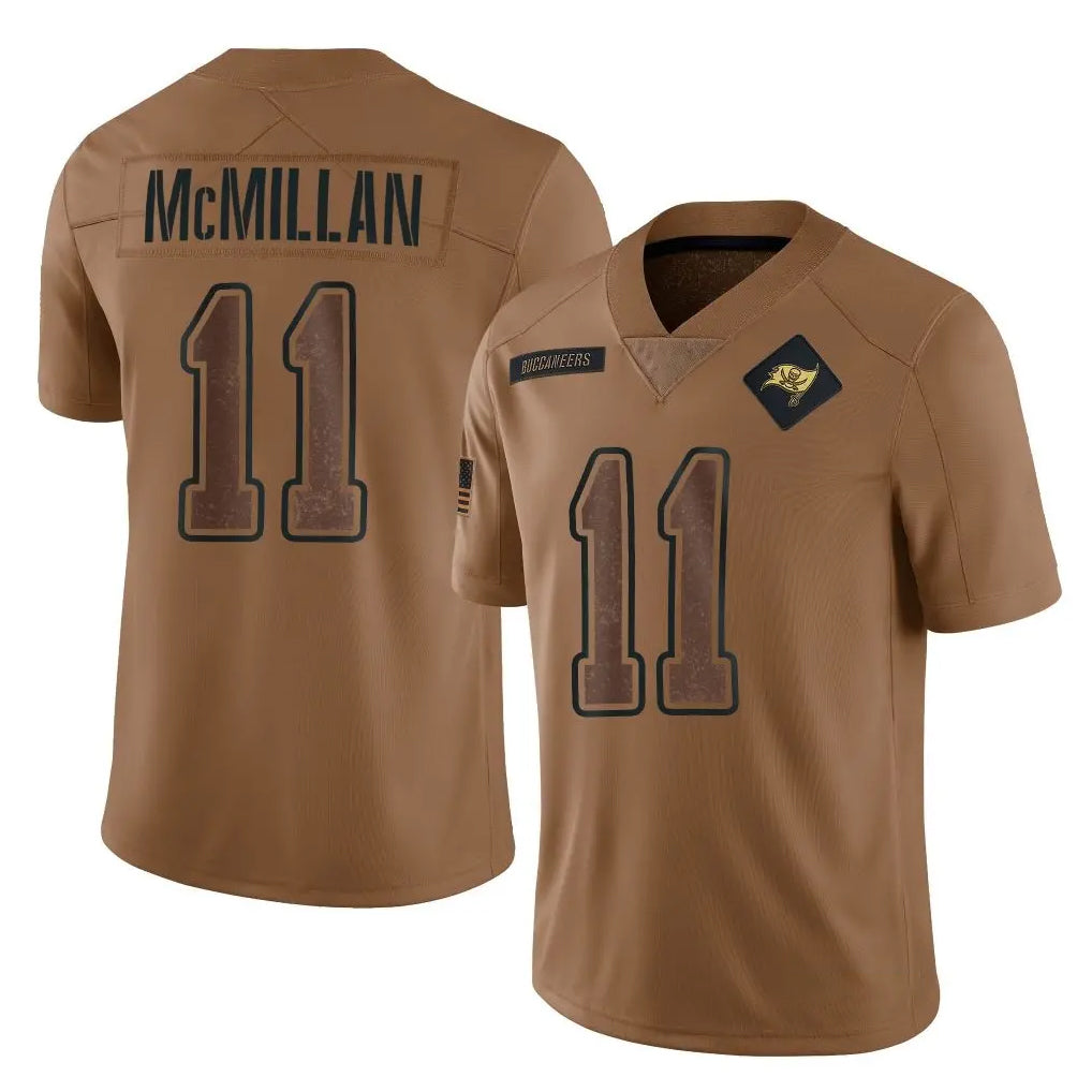 Kieara TB.Buccaneers #11 Jalen McMillan Player Brown Limited Salute To Service Home Game Stitched Jerseys