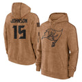 Kieara TB.Buccaneers #15 Tez Johnson Player Brown Limited Salute to Service Pullover Hoodies Game Stitched Jerseys