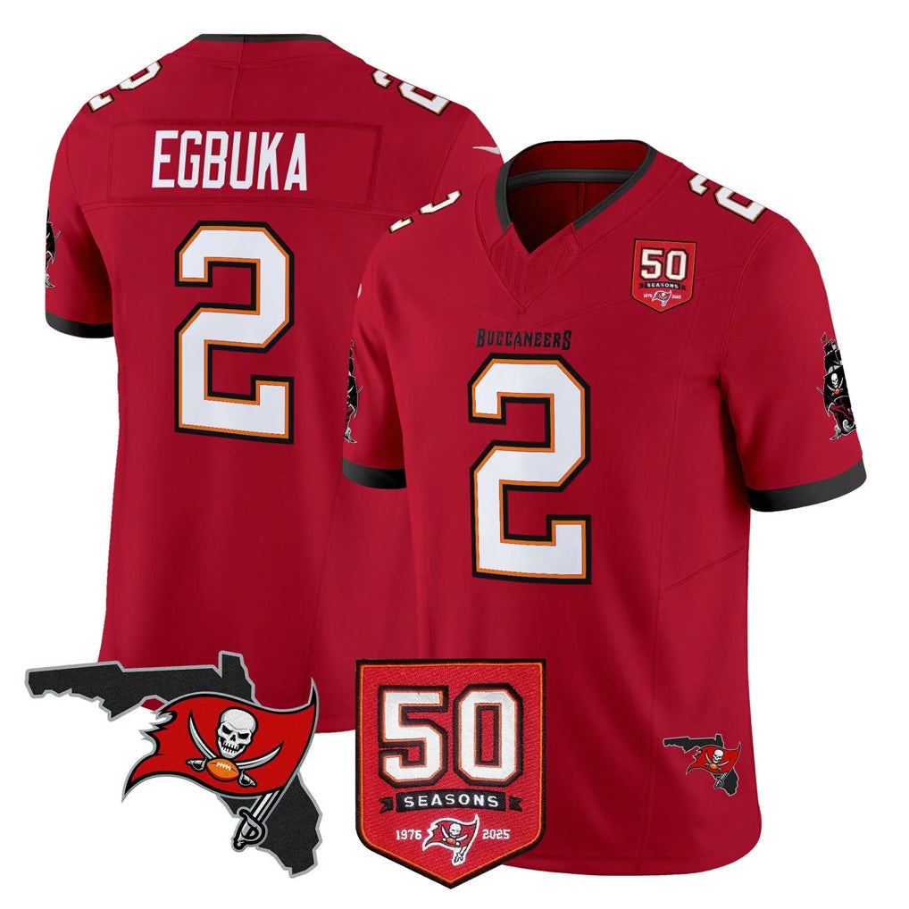 Kieara TB.Buccaneers #2 Emeka Egbuka Player Red Limited 2026 Season Vapor F.U.S.E. Home Game Stitched Jerseys