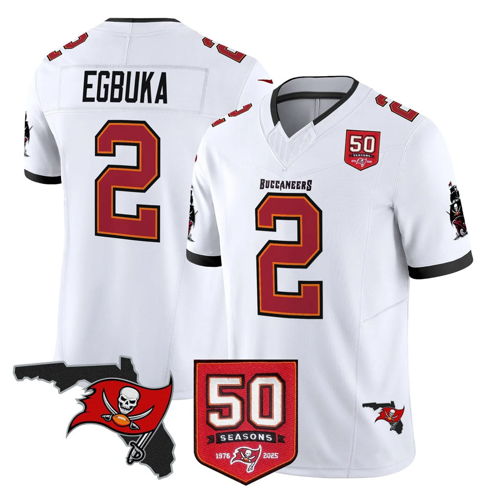 Kieara TB.Buccaneers #2 Emeka Egbuka Player White Limited 2026 Season Vapor F.U.S.E. Home Game Stitched Jerseys