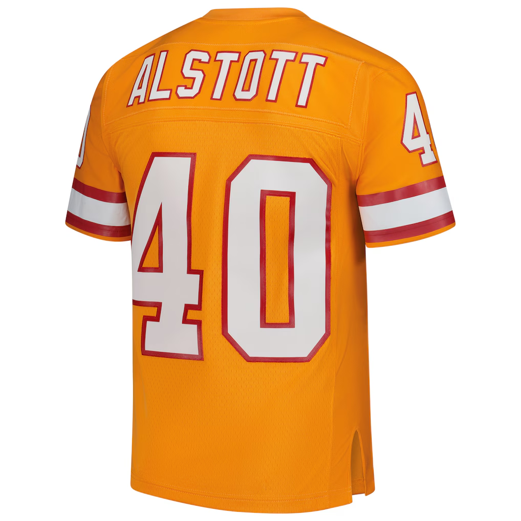 Kieara TB.Buccaneers #40 Mike Alstott Mitchell & Ness Orange Legacy Replica Stitched Puhic Jersey