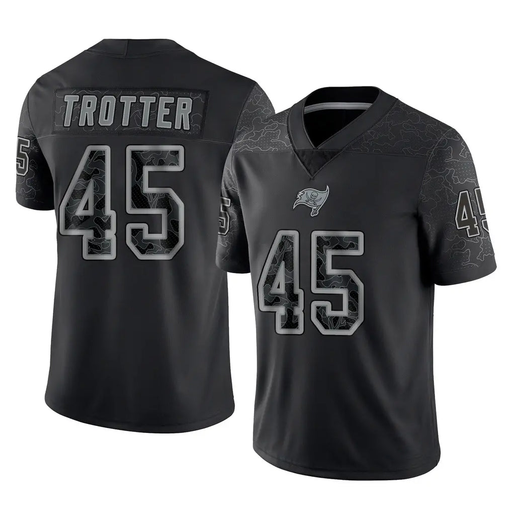 Kieara TB.Buccaneers #45 Josiah Trotter Player Black Reflective Limited Home Game Stitched Jerseys