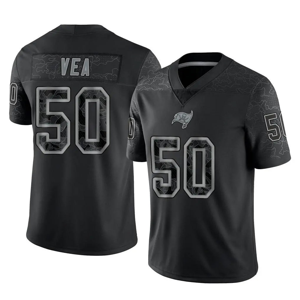 Kieara TB.Buccaneers #50 Vita Vea Player Black Reflective Limited Home Game Stitched Jerseys