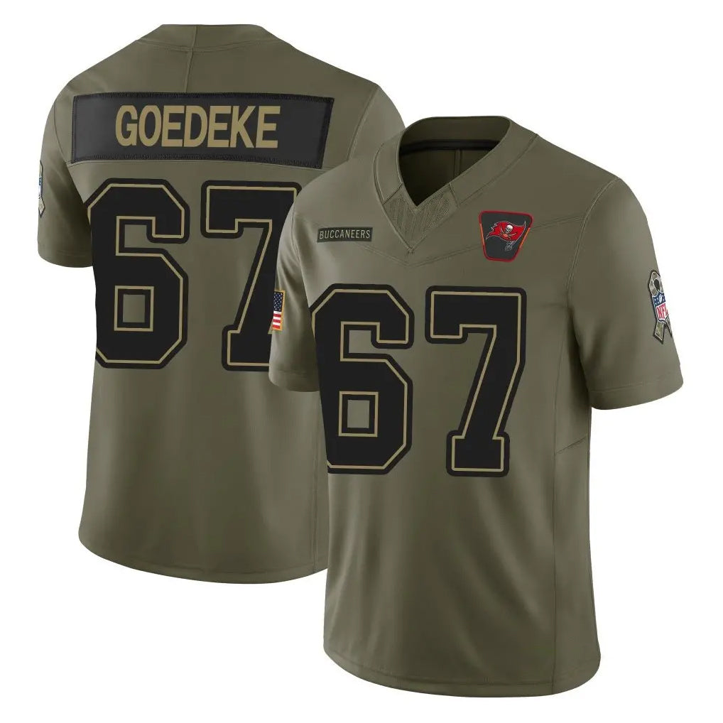 Kieara TB.Buccaneers #67 Luke Goedeke Player Olive 2025 Salute To Service Limited Home Game Stitched Jerseys