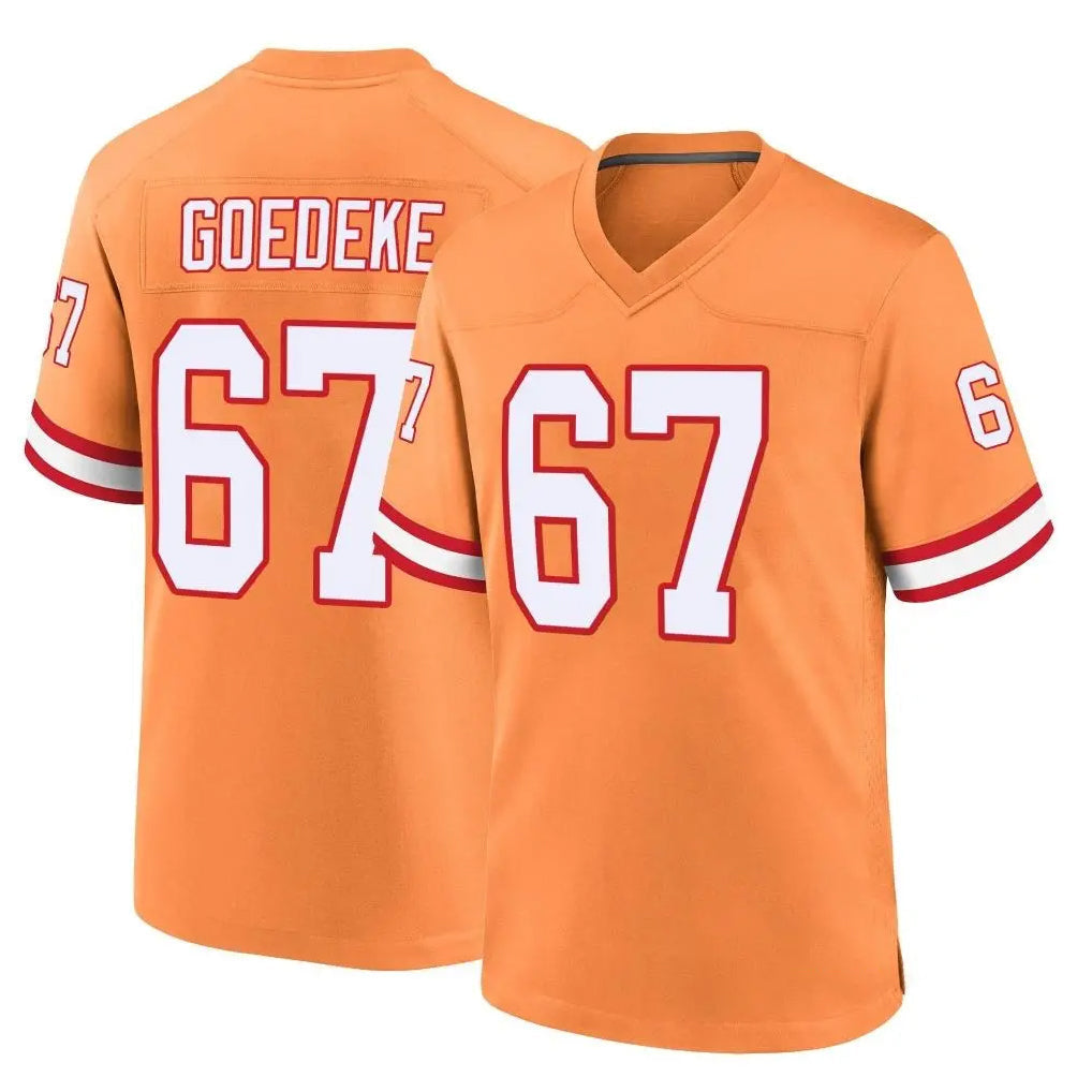 Kieara TB.Buccaneers #67 Luke Goedeke Player Orange Throwback Home Game Stitched Jerseys