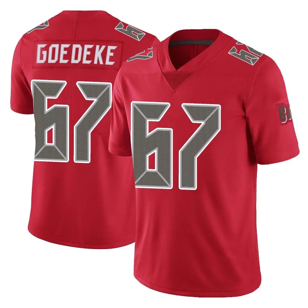 Kieara TB.Buccaneers #67 Luke Goedeke Player Red Limited Color Rush Home Game Stitched Jerseys