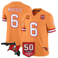 Kieara TB.Buccaneers #6 Baker Mayfield Player Orange 50th Season Vapor Limited Home Game Stitched Jerseys