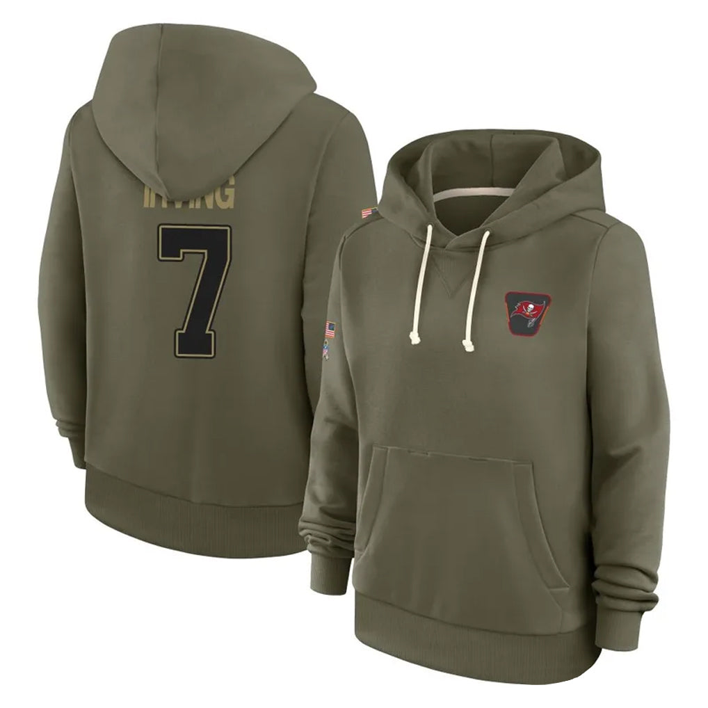 Kieara TB.Buccaneers #7 Bucky Irving Player Olive Salute To Service Hoodies Stitched Jerseys