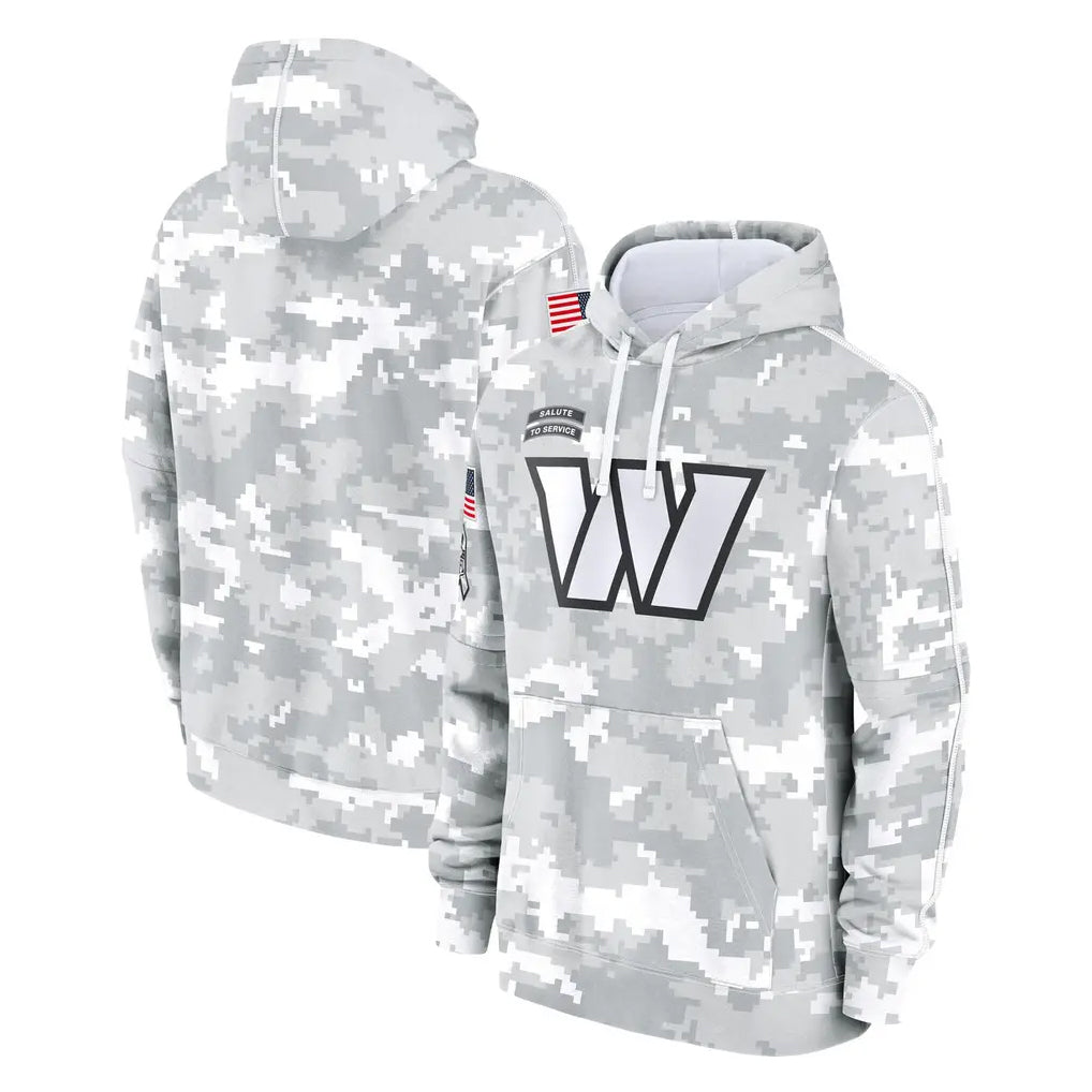 Kieara W.Commanders Arctic Camo Limited Salute to Service Pullover Hoodies Game Blank Player Stitched Jerseys