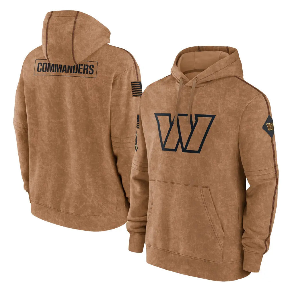 Kieara W.Commanders Brown Limited Salute to Service Pullover Hoodies Game Blank Player Stitched Jerseys