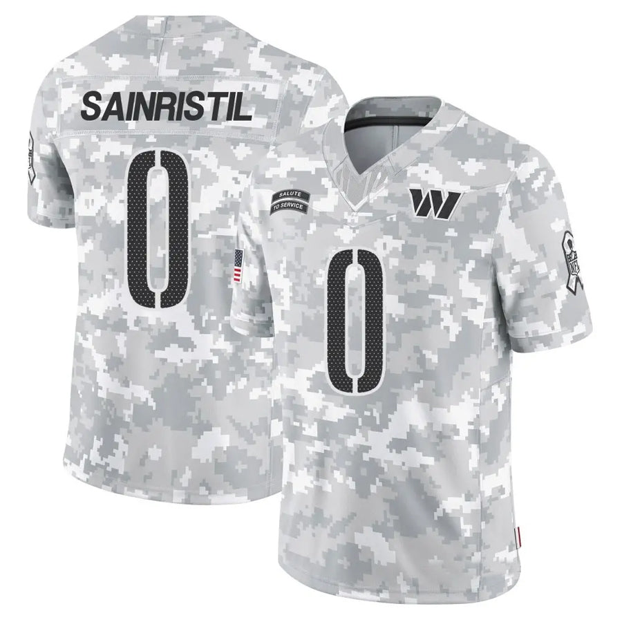 Kieara W.Commanders #0 Mike Sainristil Player Arctic Camo Salute to Service Limited Stitched Jerseys