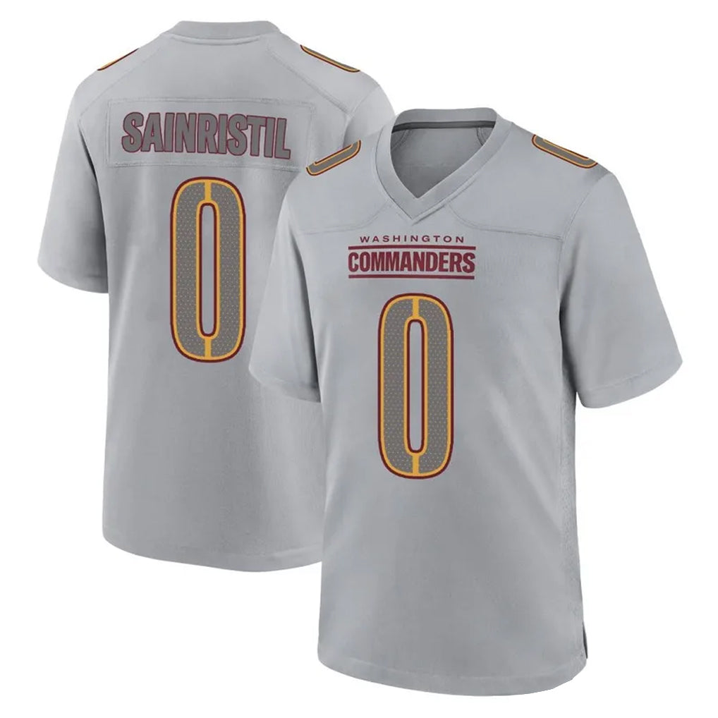 Kieara W.Commanders #0 Mike Sainristil Player Gray Atmosphere Fashion Home Game Stitched Jerseys