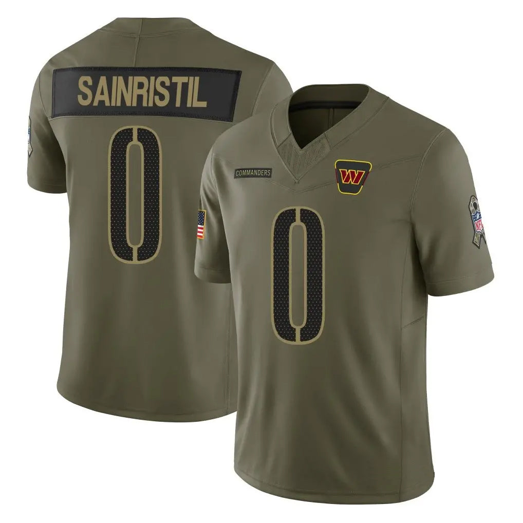 Kieara W.Commanders #0 Mike Sainristil Player Olive Salute To Service Limited Stitched Jerseys