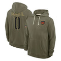 Kieara W.Commanders #0 Mike Sainristil Player Olive Salute to Service Pullover Hoodies Limited Home Stitched Jerseys