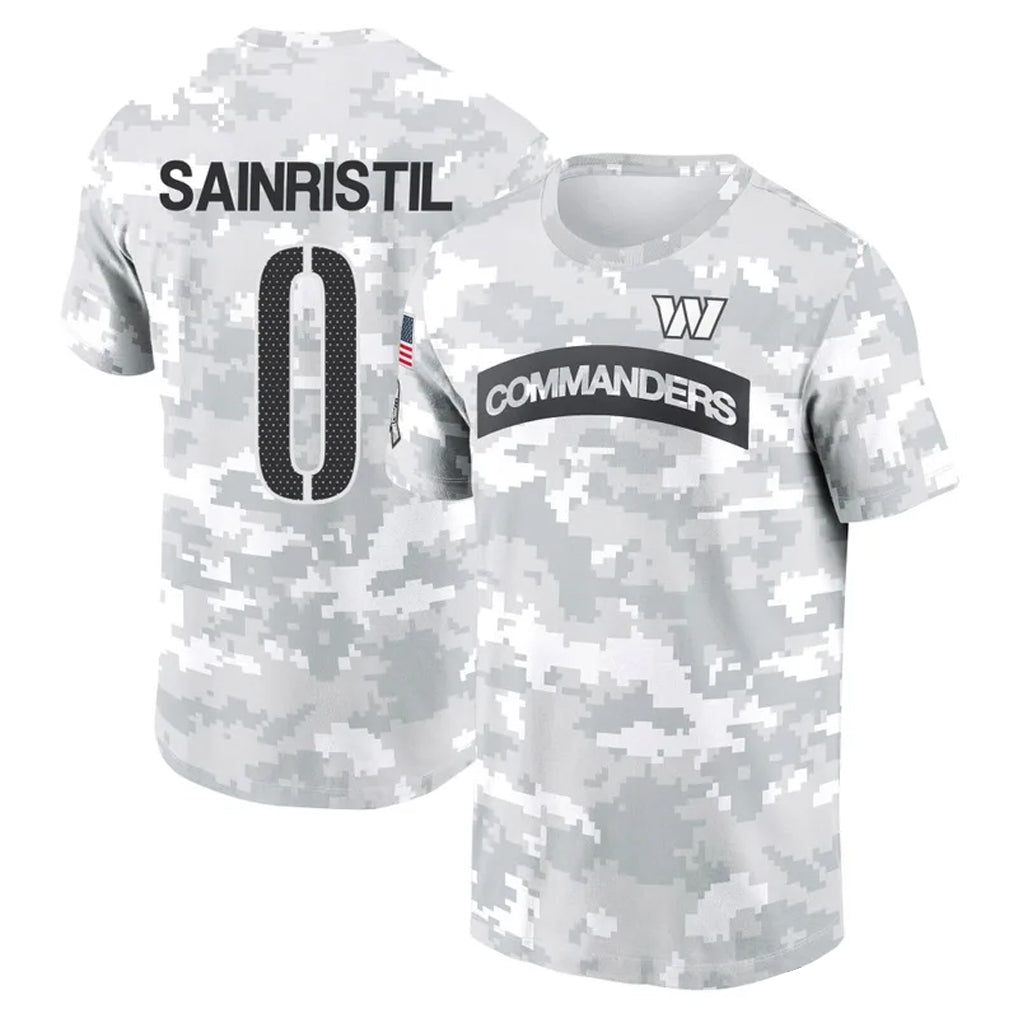 Kieara W.Commanders #0 Mike Sainristil Player Salute to Service Hoodies T-Shirts Stitched Jerseys
