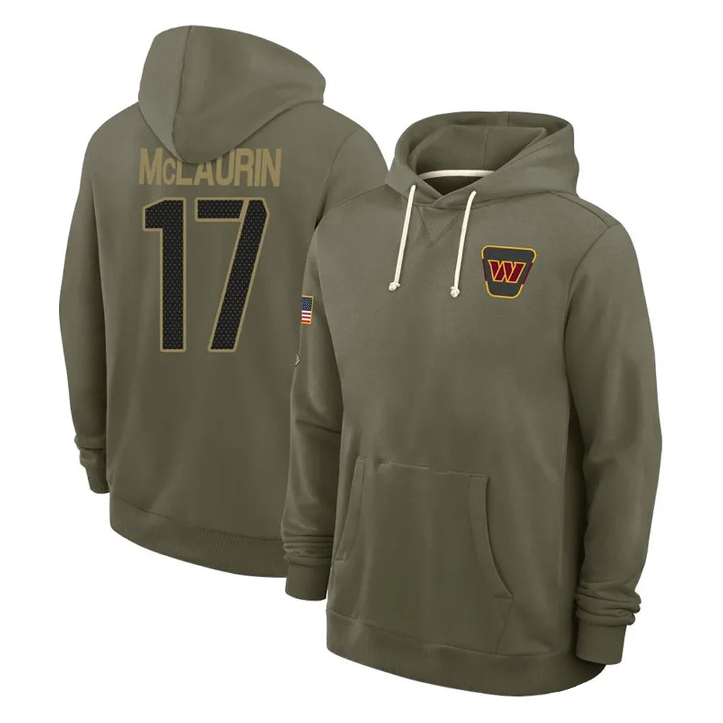 Kieara W.Commanders #17 Terry Mclaurin Player Olive Salute to Service Pullover Hoodies Limited Home Stitched Jerseys