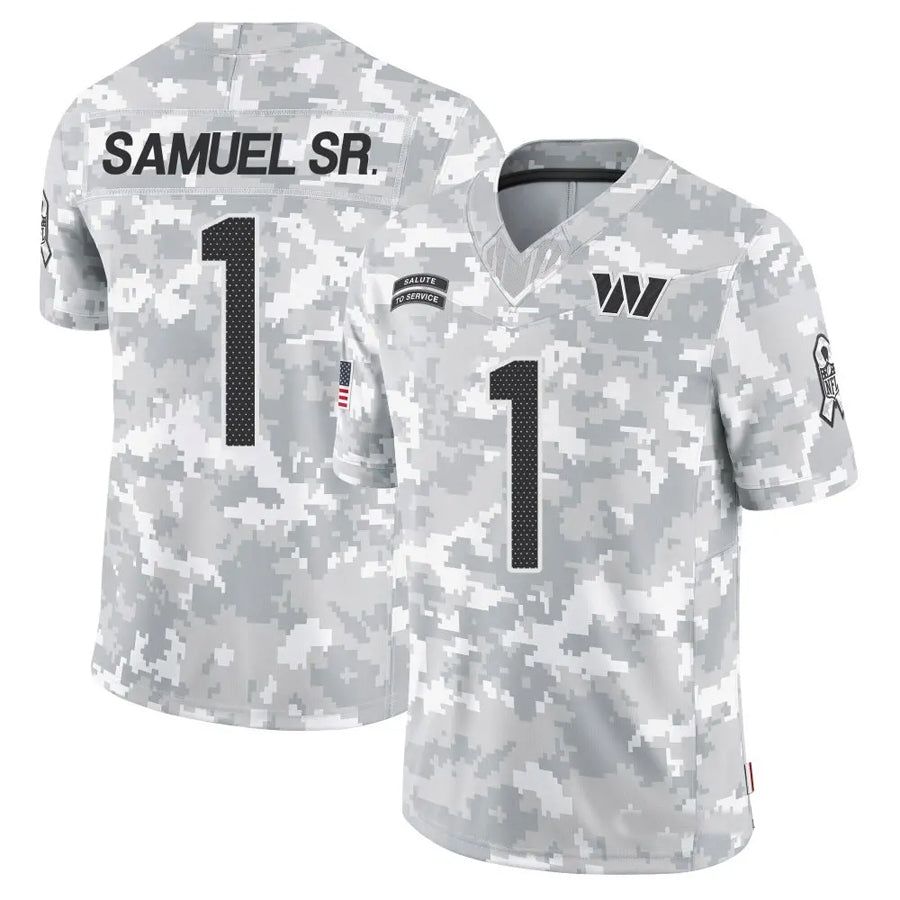 Kieara W.Commanders #1 Deebo Samuel Sr Player Arctic Camo Salute to Service Limited Football Jerseys