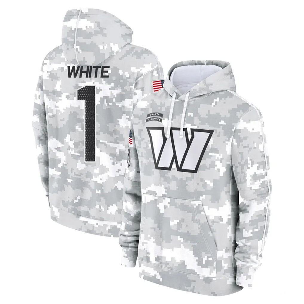 Kieara W.Commanders #1 Rachaad White Player Arctic Camo Limited Salute to Service Pullover Hoodies Game Stitched Jerseys