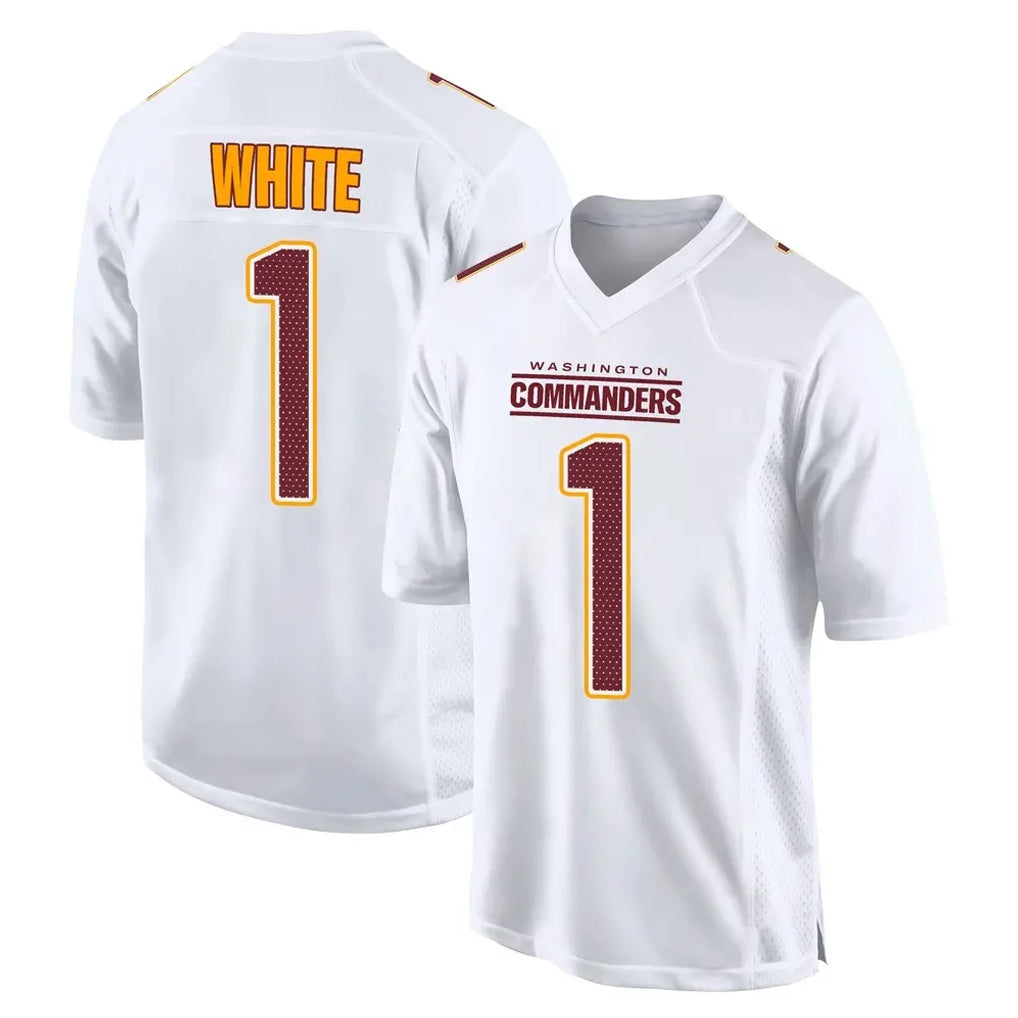 Kieara W.Commanders #1 Rachaad White Player White Tundra Fashion Home Game Stitched Jerseys