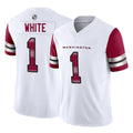 Kieara W.Commanders #1 Rachaad White Player White Vapor F.U.S.E. Limited Home Game Stitched Jerseys