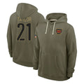 Kieara W.Commanders #21 Sean Taylor Player Olive Salute to Service Hoodies Stitched Jerseys