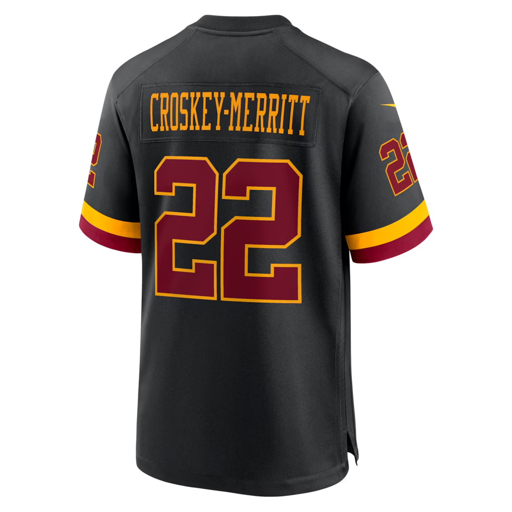 Kieara W.Commanders #22 Jacory Croskey-Merritt Black Hail Raiser Alternate Game Stitched Jerseys
