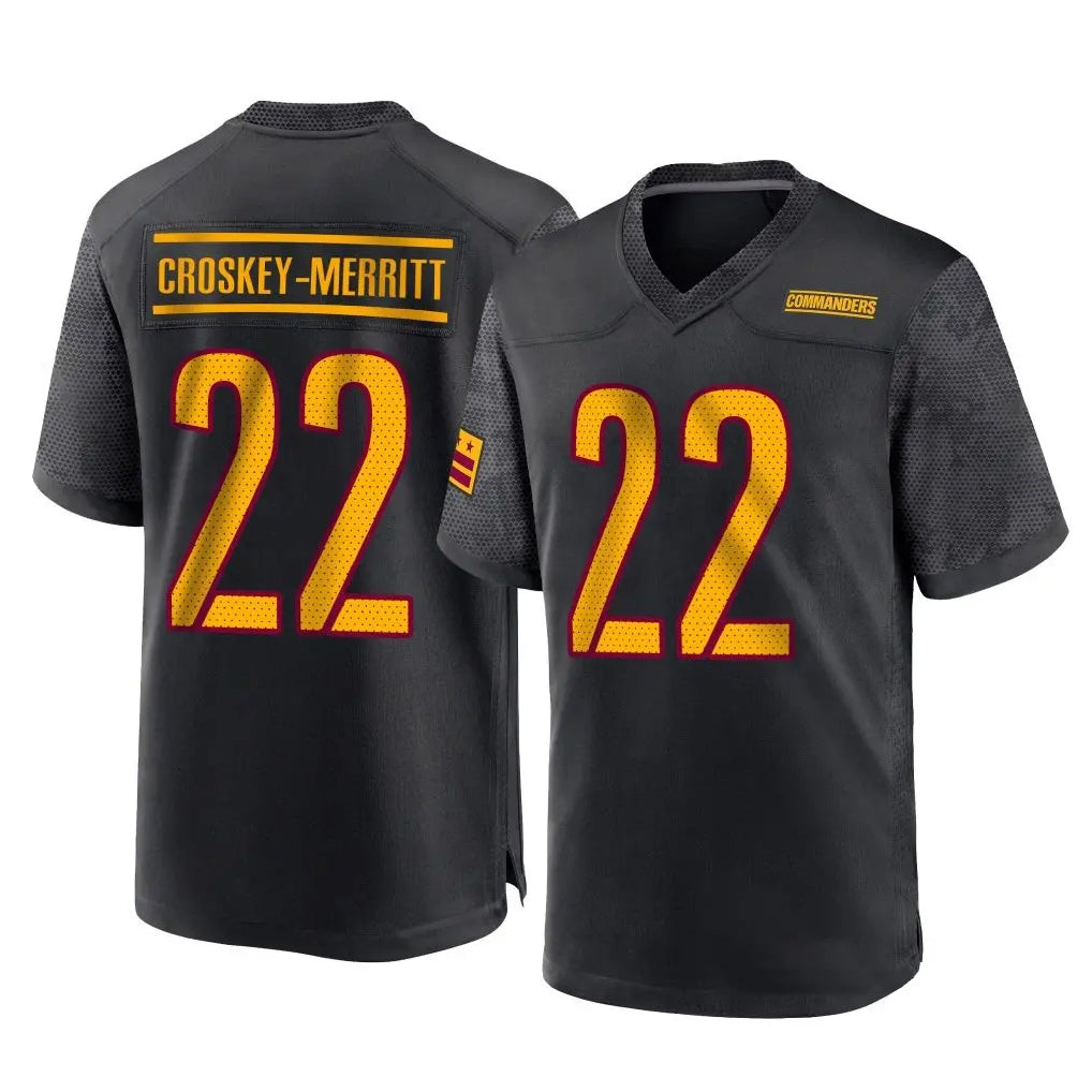 Kieara W.Commanders #22 Jacory Croskey-Merritt Player Black Home Game Stitched Jerseys