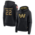 Kieara W.Commanders #22 Jacory Croskey-Merritt Player Black Salute to Service Hoodies Stitched Jerseys