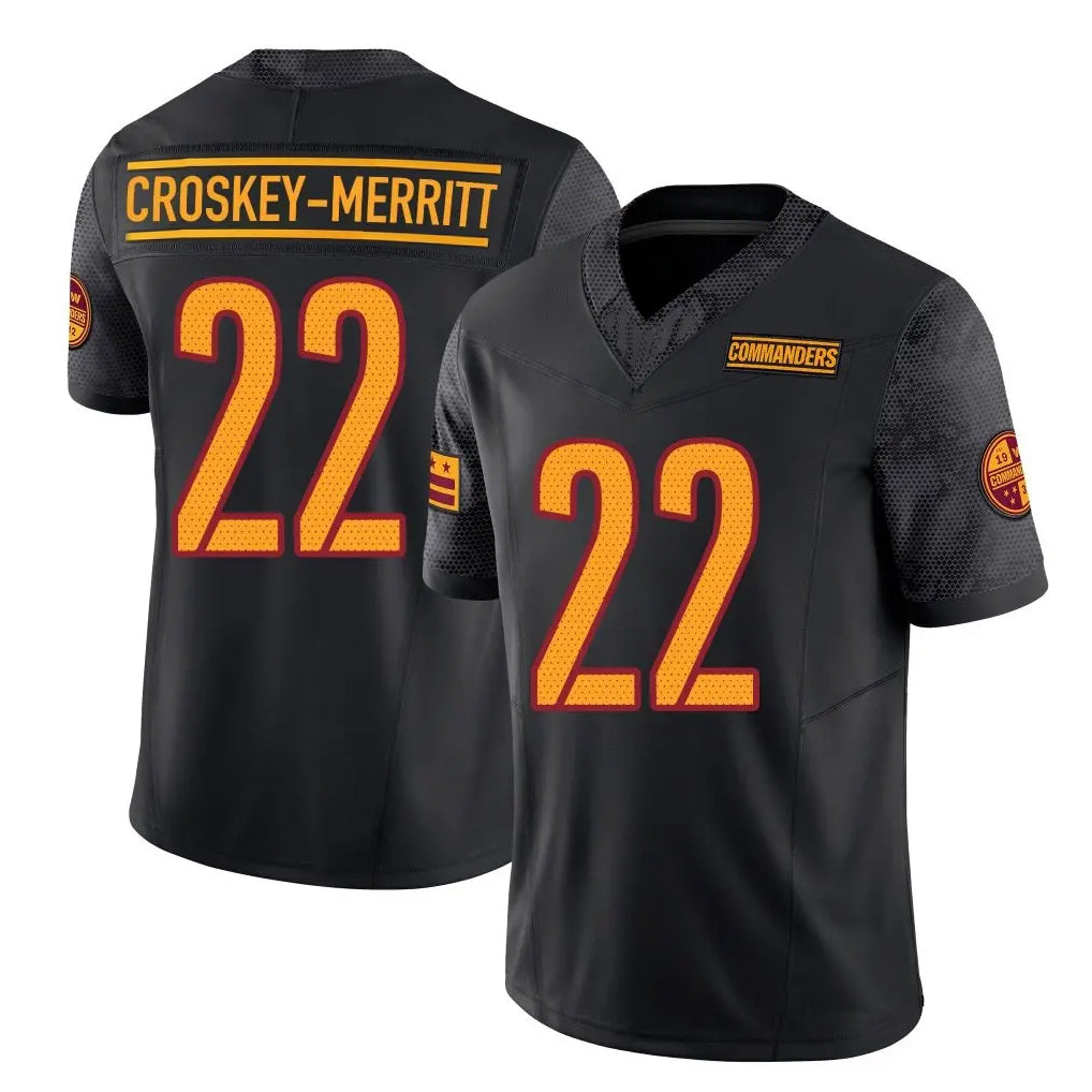 Kieara W.Commanders #22 Jacory Croskey-Merritt Player Black Vapor F.U.S.E. Limited Stitched Jerseys