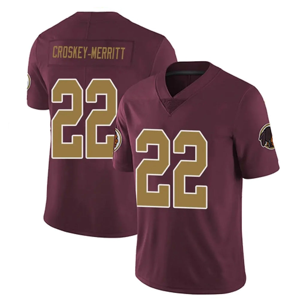 Kieara W.Commanders #22 Jacory Croskey-Merritt Player Burgundy Alternate Vapor Untouchable Home Game Stitched Jerseys