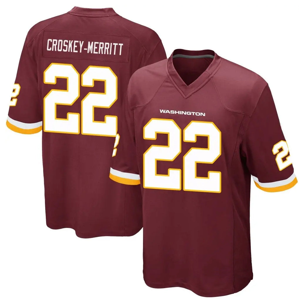 Kieara W.Commanders #22 Jacory Croskey-Merritt Player Burgundy Game Stitched Jerseys