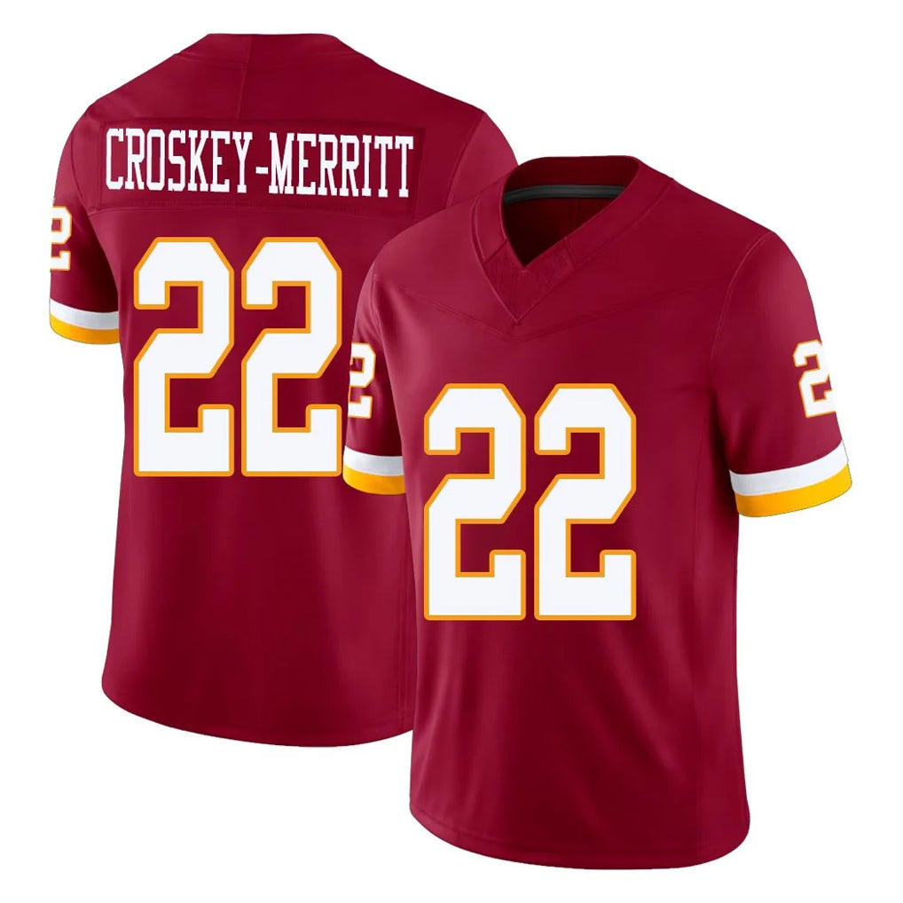 Kieara W.Commanders #22 Jacory Croskey-Merritt Player Burgundy Limited Team Vapor F.U.S.E. Home Game Stitched Jerseys