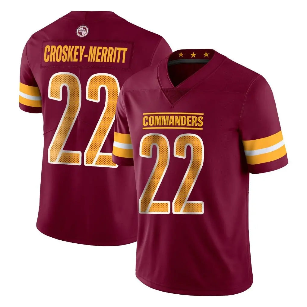 Kieara W.Commanders #22 Jacory Croskey-Merritt Player Burgundy Limited Vapor Home Game Stitched Jerseys