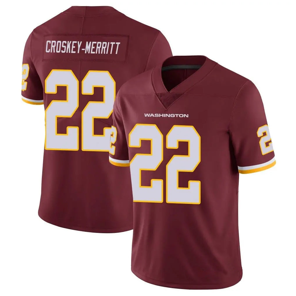 Kieara W.Commanders #22 Jacory Croskey-Merritt Player Burgundy Vapor Limited Stitched Jerseys