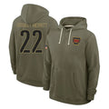Kieara W.Commanders #22 Jacory Croskey-Merritt Player Olive Salute to Service Pullover Hoodies Limited Home Stitched Jerseys