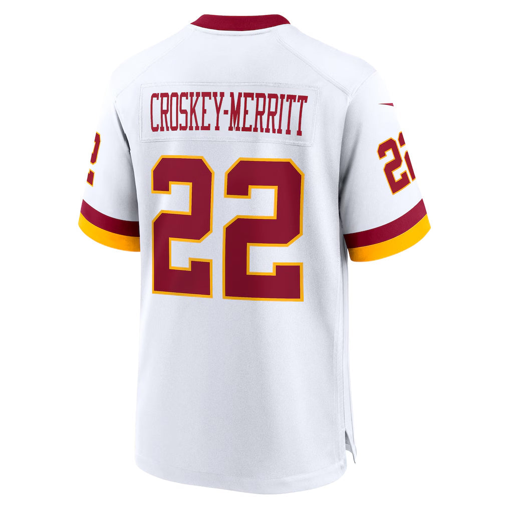 Kieara W.Commanders #22 Jacory Croskey-Merritt Player White Home Game Stitched Jerseys