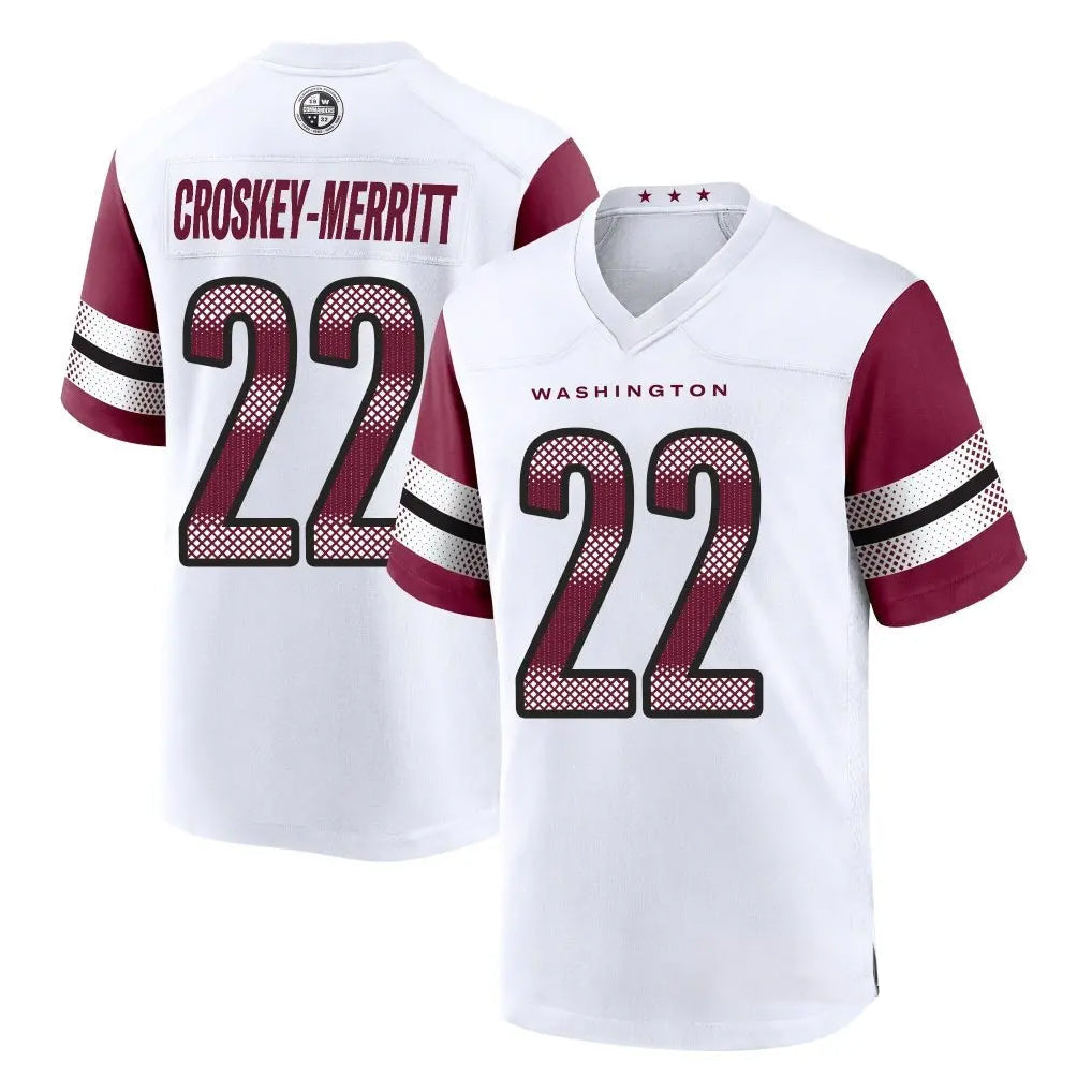 Kieara W.Commanders #22 Jacory Croskey-Merritt Player White Limited Home Game Stitched Jerseys